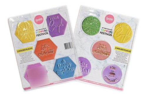 Imagen 1 de 7 de Set De 2 Moldes Placas Toppers Festivos Parpen