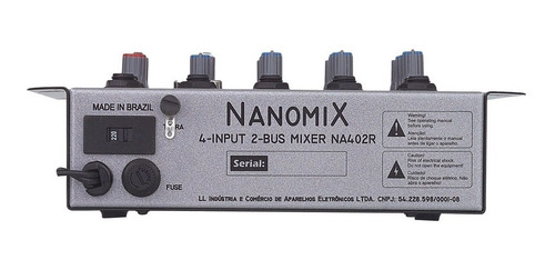 Imagem 2 de 3 de Mesa De Som 4 Canais Reais Com Equalizador Na402r Nanomix