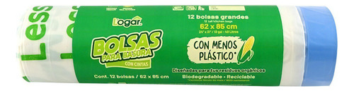 Bolsa Para Basura Con Cinta 62x85 Cm Biodegradable (240 Pzs) Color Crema