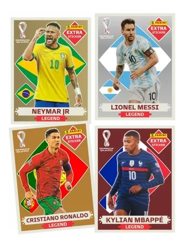 2 Figurinhas Legend Bordo- Mbappé e Cristiano Ronaldo- Originais+40  Figurinhas Sortidas de Brinde | Item de Papelaria Panini Nunca Usado  77022002 