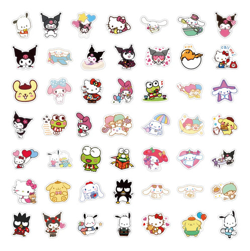 Kuromi Hello Kitty Melody Stickers Calcomanias Estampas 50p
