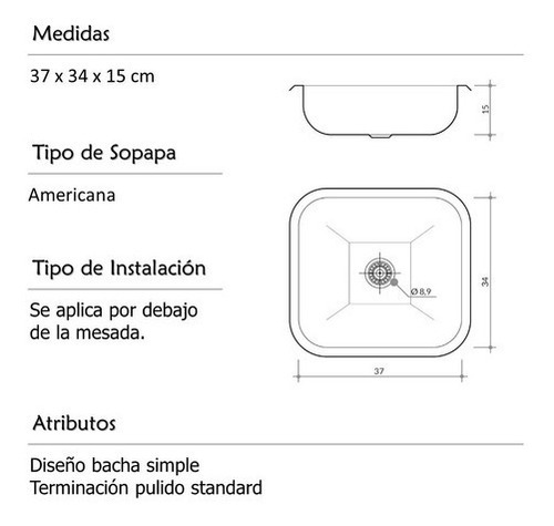 Bacha Cocina Johnson Ee37 Pileta Simple Acero 430