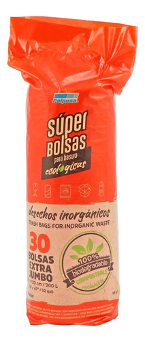 Polpusa Bdm Bolsa Basura Ecológicas Rollo 90x120 (30pzas) Color Naranja