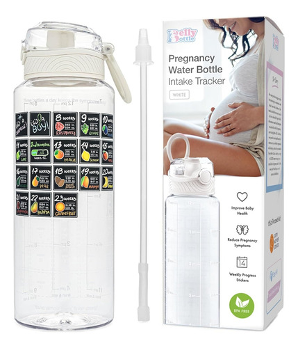 Bellybottle- Botella De Agua Con Medidas Para Embarazo Color Blanco