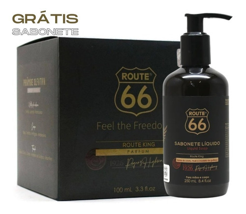 Kit Perfume Masculino Route King Route66 Viking Original + Sabonete Liquido Grátis