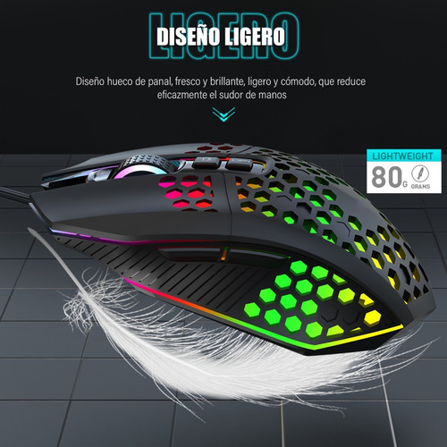 Mouse Ergonómico Y Programable Con Cable Para Videojuegos