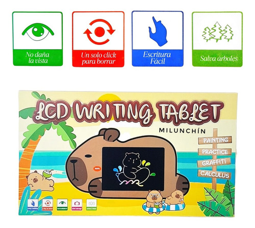 Pizarra Magica Infantil Lcd Tableta Escritura Led Capibara Marrón