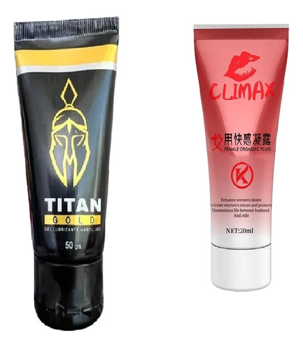 Pack X2 Lubricante Titan + Gel Orgasmos Intenso Climax