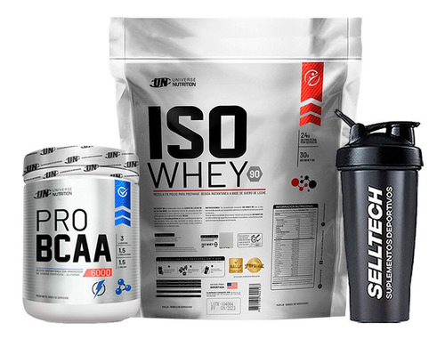Un Iso Whey 90 3kg Chocolate+pro Bcaa 6000 500gr Naranja