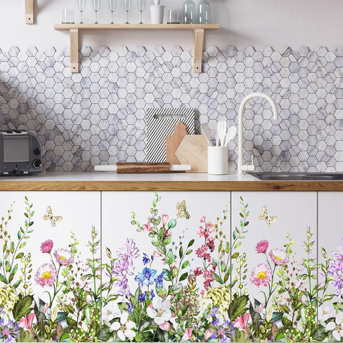 Calcomanías De Pared De Flores Coloridas, Atractivas Maripos