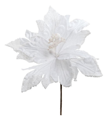 Poinsetia Decorativa Branca 15cm C/1un 1007593 Cor Branco