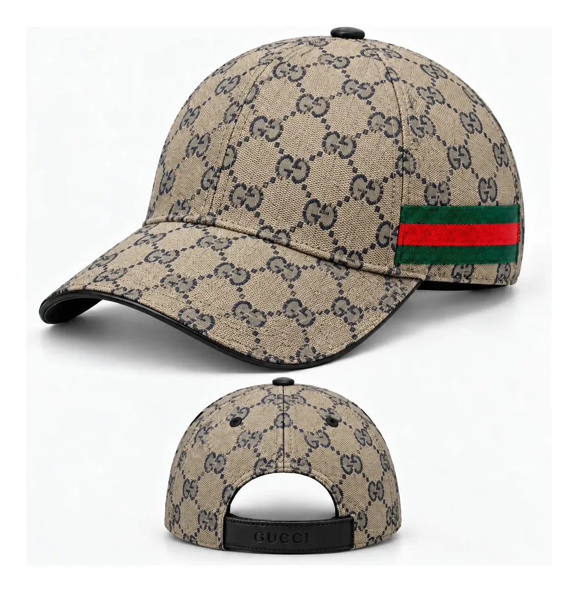 Boné Gucci Luxo Aba Curva Ajustável Influencer Cor Cinza Desenho Do Tecido Lisa Tamanho Un