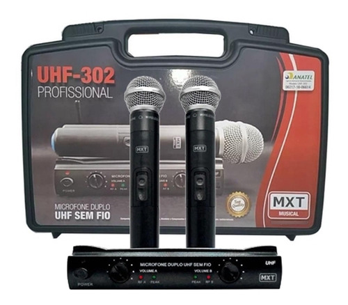 Microfone Sem Fio Duplo Mxt Uhf-302 Garantia Nf Anatel