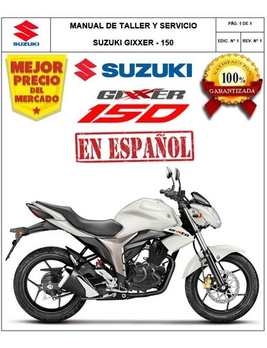 Manual Taller Moto Suzuki Gixxer 150 Español + Obsequio