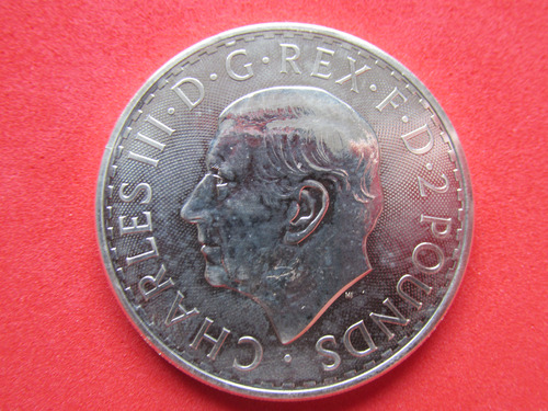 Moneda Inglaterra 2 Libras 1 Onza Plata Rey Carlos Iii 2024 (Usado)