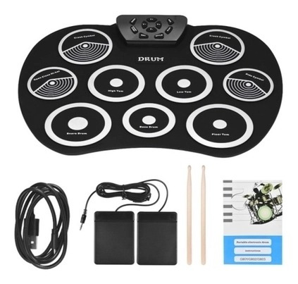 Imagen 9 de 9 de Set De Batería Electrónica Portátil Usb Roll Up Pad Kit 9