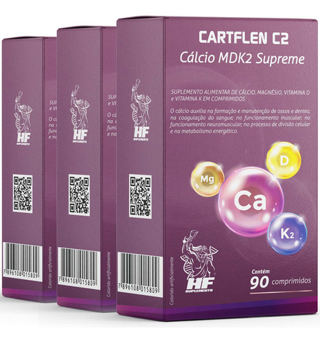 Imagem 1 de 4 de 3x Cartflen C2 Calcio Mdk2 Supreme 90 Comps Hf Suplements