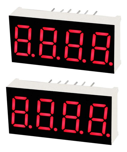 2 Piezas De Display 7 Segmentos 4 Dígitos Rojo Catodo Comun