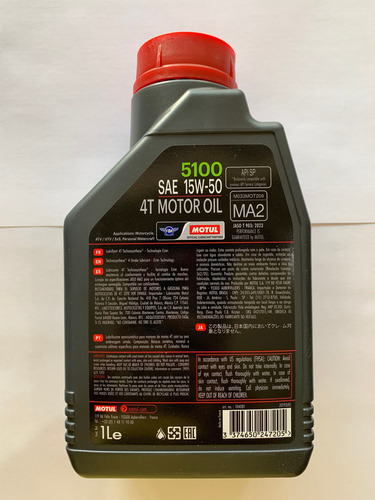 Aceite Motos Motul 4 Tiempos 5100 Technosynthese 15w50