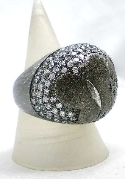 Anillo De Plata 925 Pavonada Y Zafiros Blancos Goldantiques