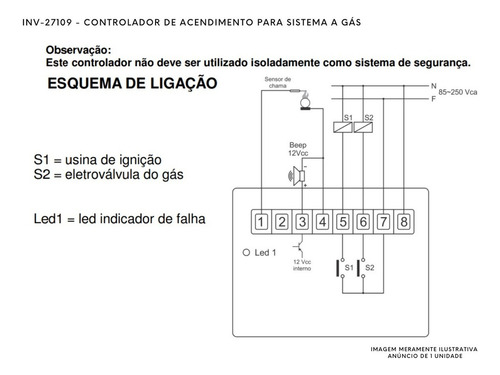 Controlador Sensor De Chama Para Sistema A Gás Inv-27109
