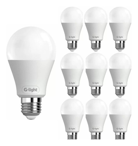 Kit 10 Lâmpada Bulbo Led 9w A60 Econômica Bivolt E27 Casa