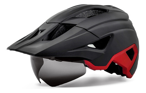 Casco De Ciclismo Con Gafas Magnéticas Y Luz De Advertencia.