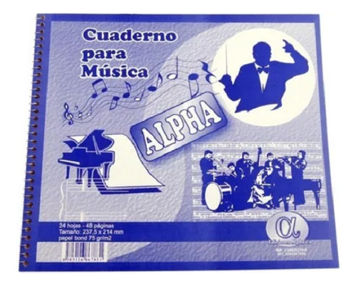 Cuaderno Música Pentagramado Espiral Alpha