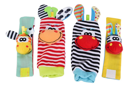 Sonajas Para Bebe Estimulación Calcetines Y Muñequeras 4pcs