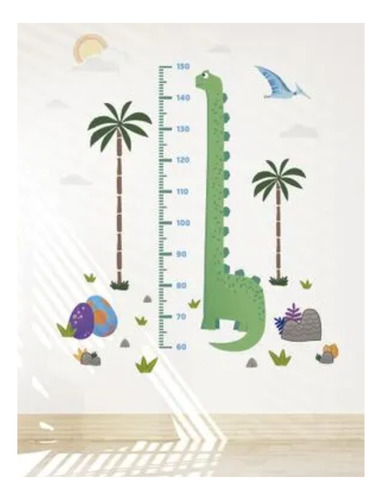 Régua Crescimento Dino Adesivo 150cm Mede Altura Crianças