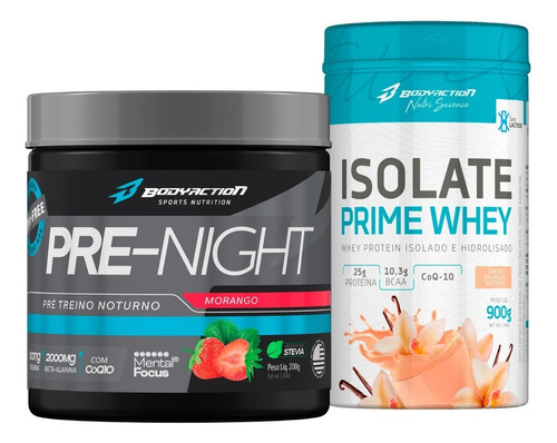 Pré Treino Noturno Beta Workout + Isolate Prime Whey 900g Sabor Baunilha