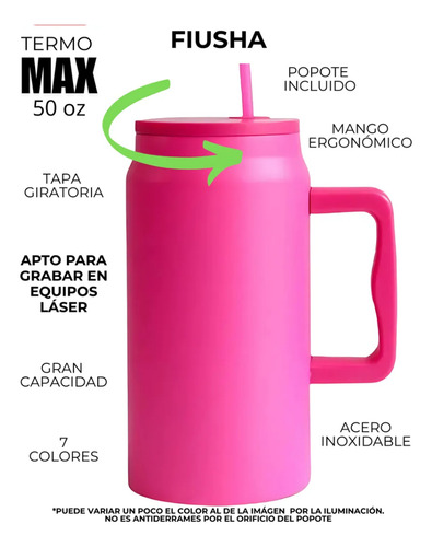 15 Termo 50oz Vaso Con Asa Y Tapa Popote Colores Mayoreo Surtido