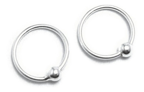 Aros Argollas Bolita 8mm Plata 925