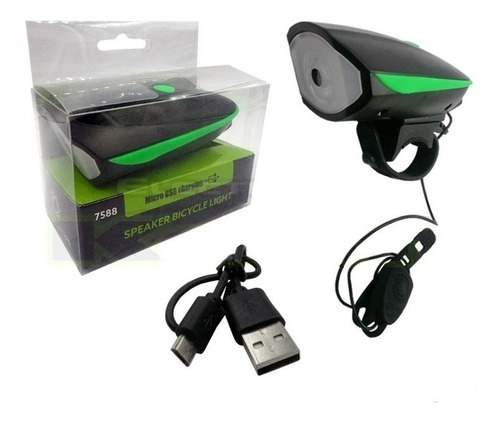 Luz Bici Delantera 3 Modos Con Bocina Recargable Usb