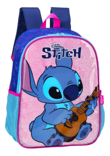 Mochila Costas Infantil Stitch Ukelele Luxcel