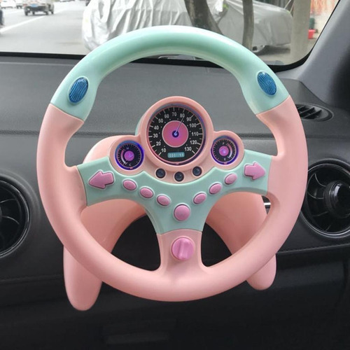 Volante De Co-piloto De Simulação Com Base Para Brinquedo Cor Rosa