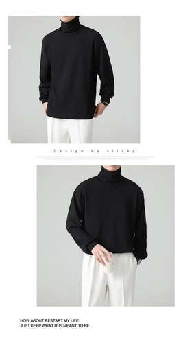 Camiseta De Terciopelo De Manga Larga Con Cuello Alto Para H