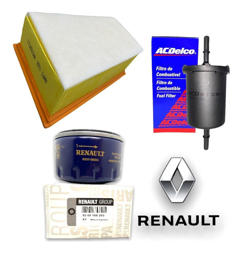 Kit 3 Filtros Aceite Aire Y Nafta Renault Kangoo K4m 1.6 16v