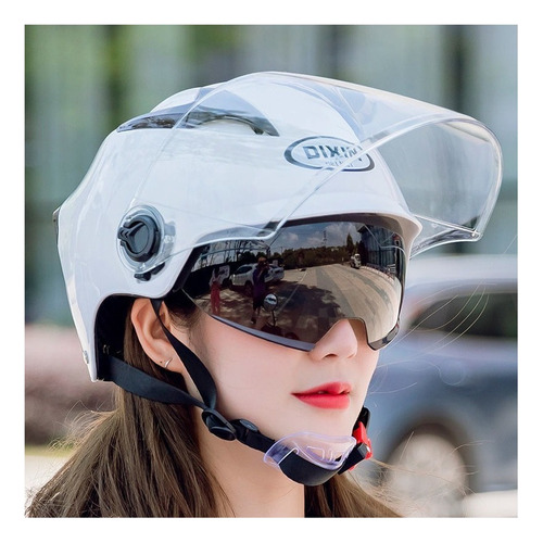 Motocicleta Eléctrica Mitad Casco Mujer A Prueba De Sol Dobl