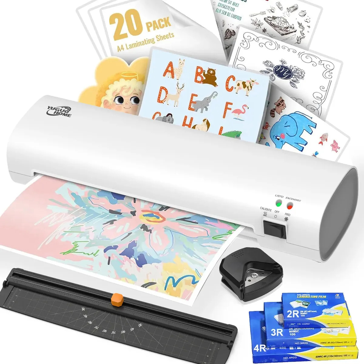 Enmicadora Yuguo Home para Casa y Oficina, Kit 4 en 1 con Cortador y 300 Micas