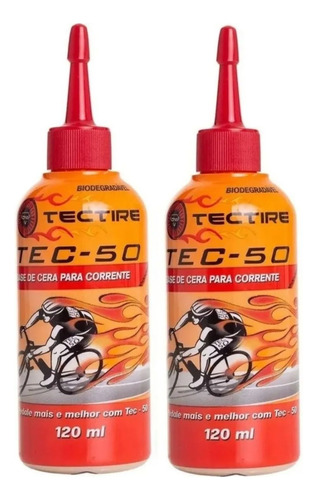 2 Óleo Lubrificante Tectire Tec-50 Bio Cera Bike - 120ml 