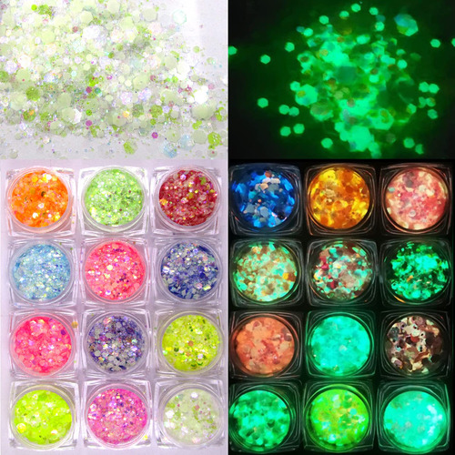 12 Colores Brillantes Luminosos De Neon En Polvo De Lentejue