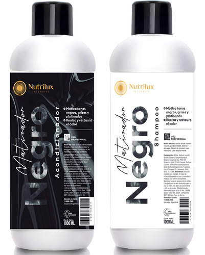 Shampoo Y Acondicionador Nutrilux Intensive 2x1 Litro Negros