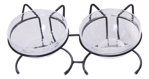 Comedero Para Gatos, Plato, Estante De Doble Cuenco Negro
