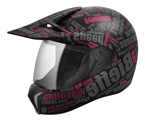 Capacete Moto Feminino Bieffe 3 Sport Mirror Preto Rosa Cor Preto Brilhante Rosa Tamanho do capacete 56