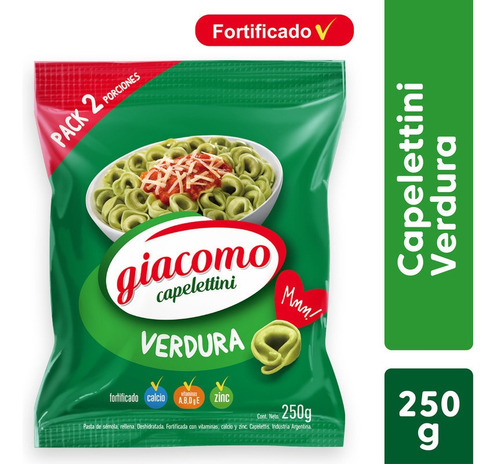 Giacomo Capelettini Verdura Pasta Semola Fortificada X 250 G