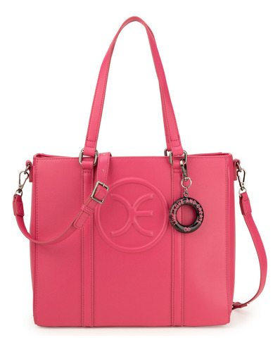 Bolsa Tote Cloe Para Mujer Monograma Alto Relieve Con Charm Color Rosa