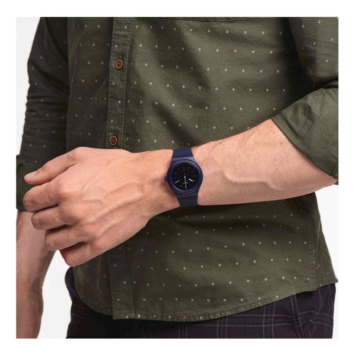 Reloj Swatch Waktu51 So30n400 Correa Azul Bisel Azul Fondo Azul