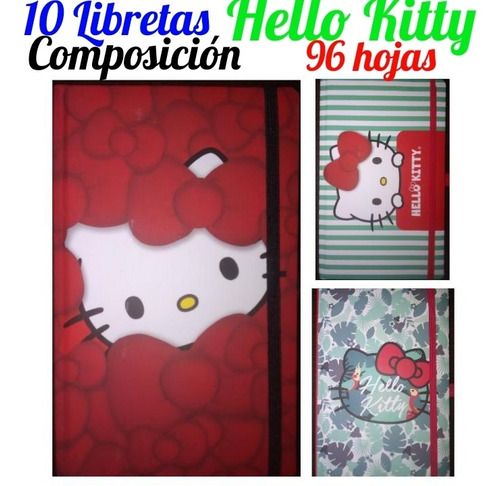 2 Libretas Hello Kitty Composición 96 Hojas 13x21 Cm 3 Mod.