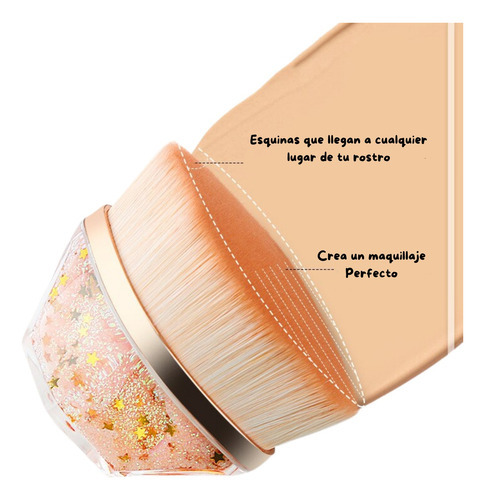 Brocha Facial Kabuki Plana Maquillaje Base Corrector Polvo Tipo De Piel Color Lila